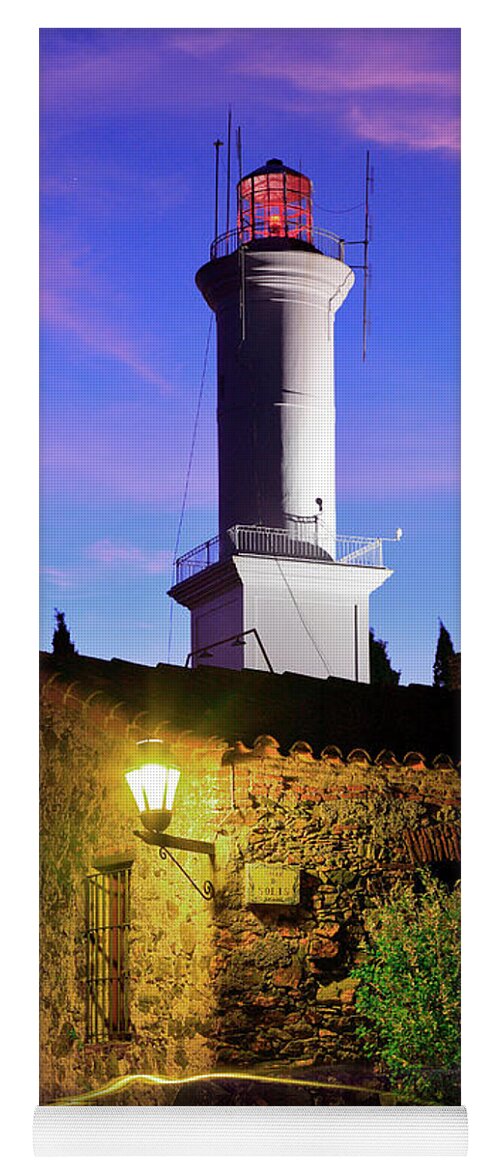 Colonia Del Sacramento Yoga Mat featuring the photograph Colonia Lighthouse by Bernardo Galmarini