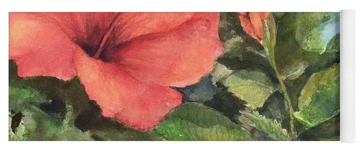 Hibiscus Yoga Mat featuring the painting Fragrance of Color by Cheryl Wallace