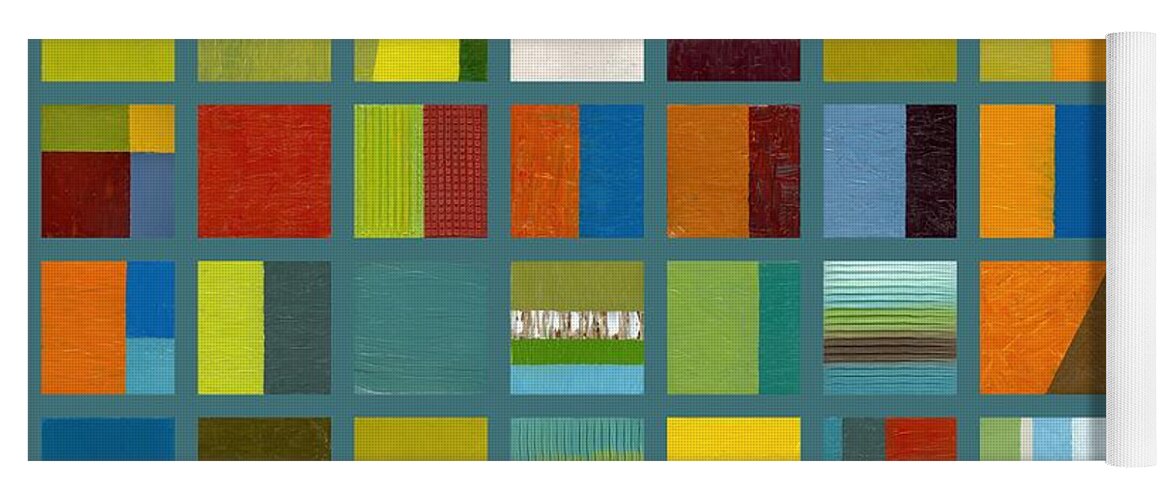 Abstract Yoga Mat featuring the painting Color Study Collage 67 by Michelle Calkins