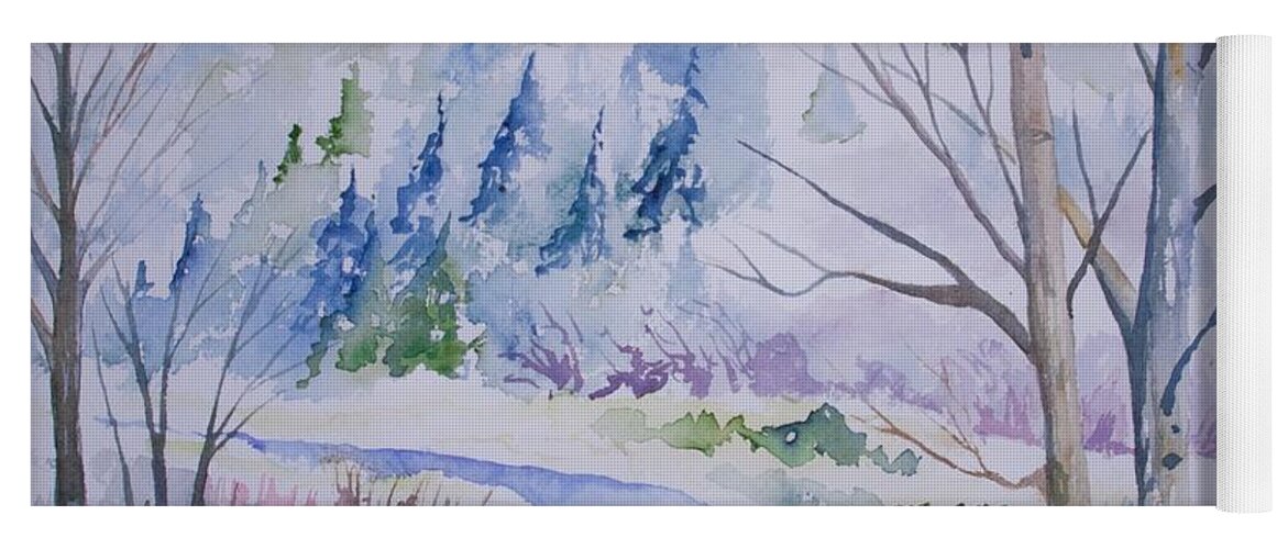 Merry Christmas Yoga Mat featuring the painting Colorado Clear Creek Christmas by Cascade Colors