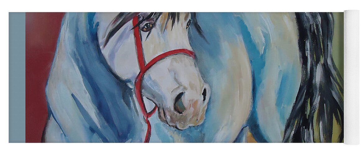A Horse Of Many Colors. Horse Yoga Mat featuring the painting Colored Pony by Charme Curtin