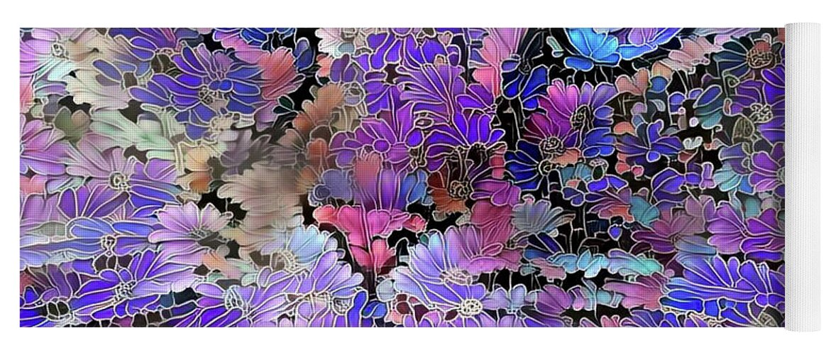 Colorful Cat Yoga Mat featuring the digital art Flower Cat 2 by Peggy Collins