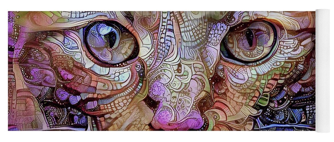 Cat Yoga Mat featuring the digital art Colorful Cat Art by Peggy Collins