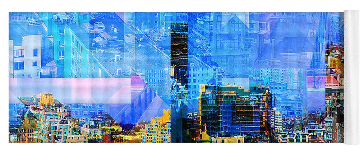 Collage Yoga Mat featuring the digital art Colorful City Collage by Phil Perkins