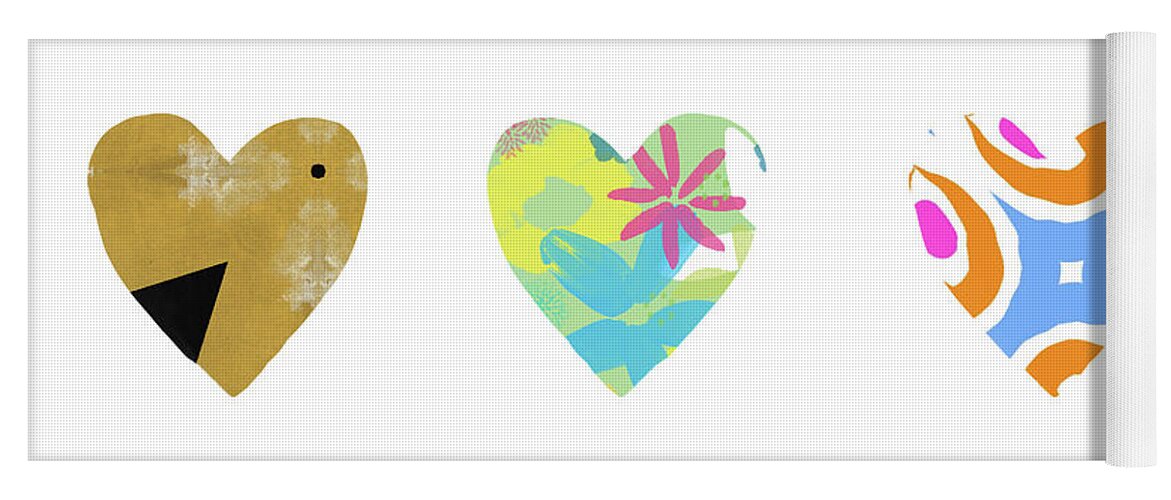 Hearts Yoga Mat featuring the mixed media Colorful Hearts- Art by Linda Woods by Linda Woods