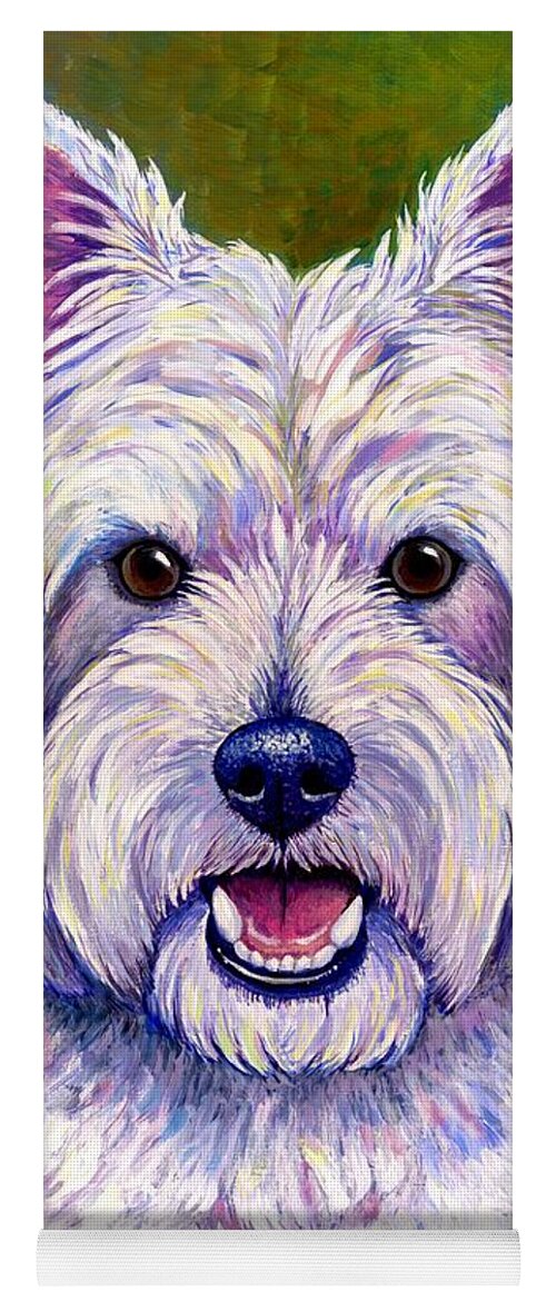 West Highland White Terrier Yoga Mat featuring the painting Colorful West Highland White Terrier Dog by Rebecca Wang