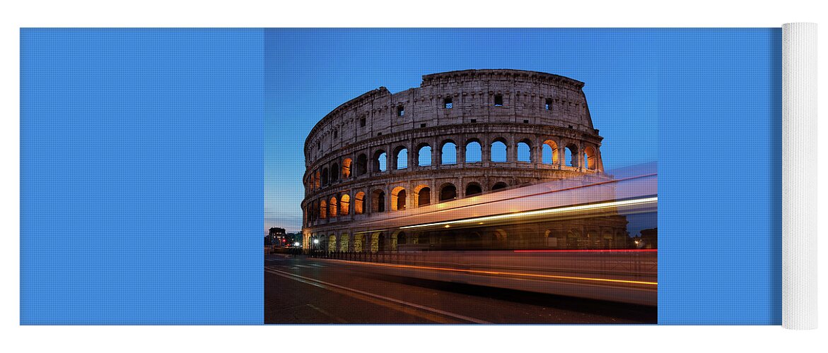 Colosseum Yoga Mat featuring the photograph Colosseum Rush by Rob Davies