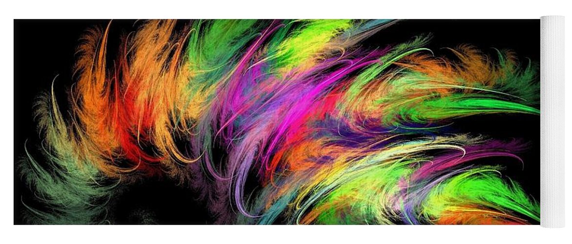 Feather Yoga Mat featuring the digital art Colourful Feather by Klara Acel