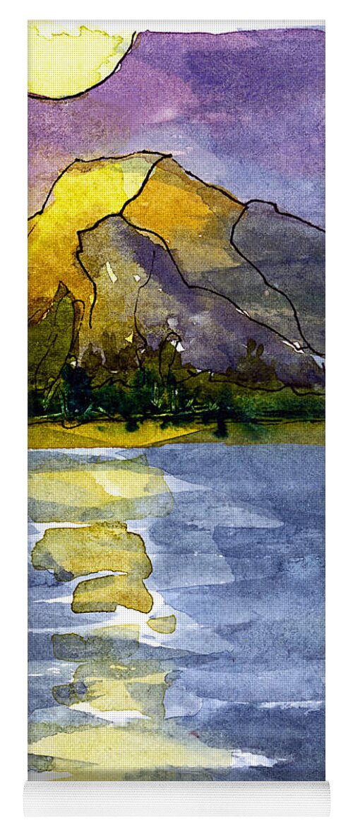 Watercolor Yoga Mat featuring the mixed media Columbia Sunset by Tonya Doughty