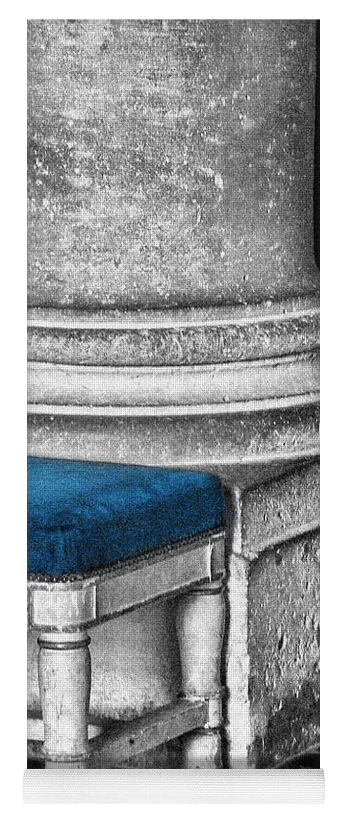 Color Splash Yoga Mat featuring the photograph Column - Bench - Versailles by Nikolyn McDonald