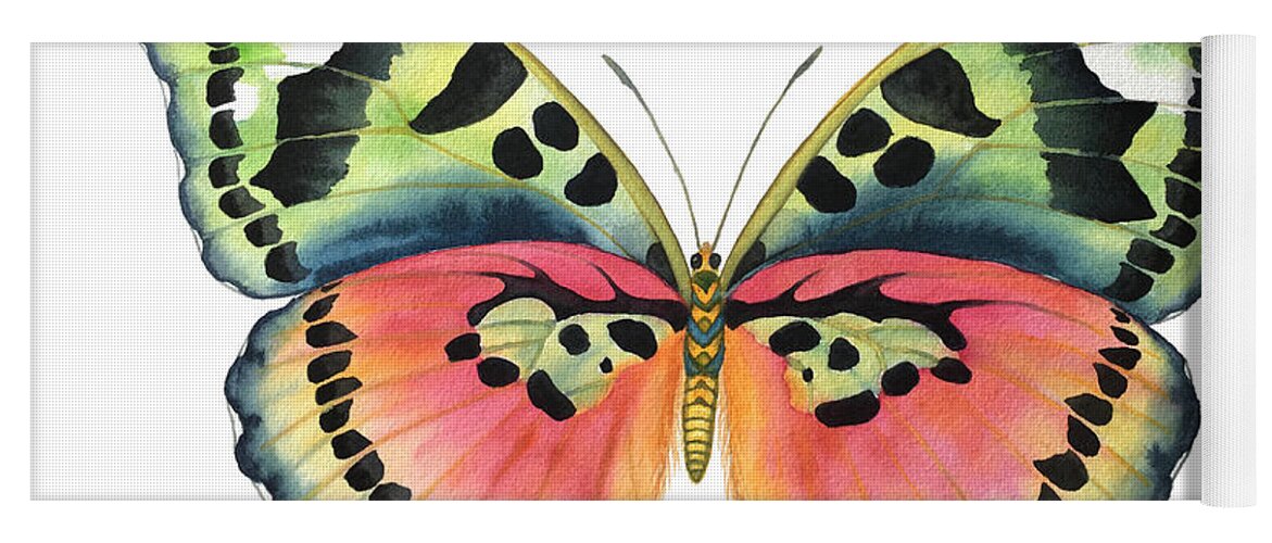 Butterflies Yoga Mat featuring the painting Common Pink Forester by Lucy Arnold