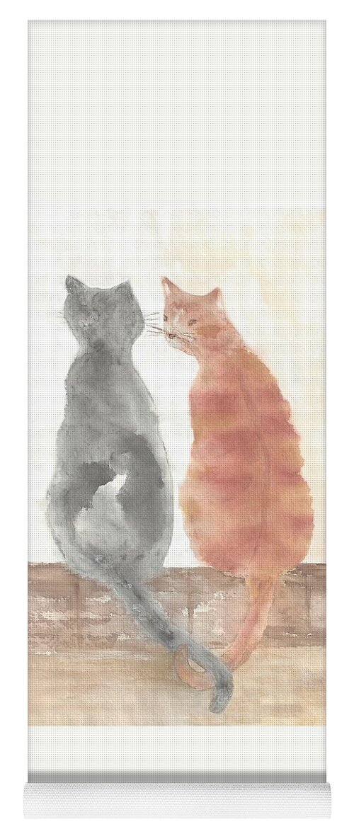Cat Yoga Mat featuring the painting Companion Cats by Terri Harris