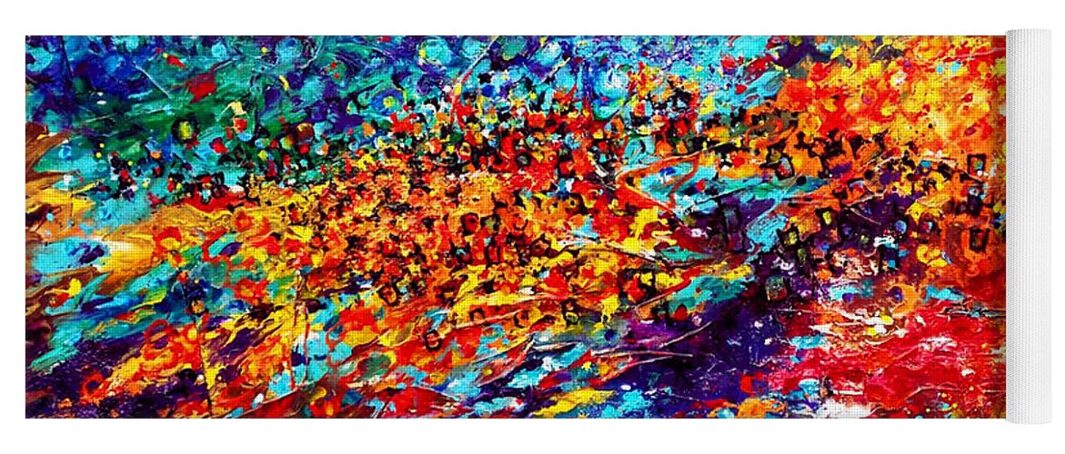 Energy Spiritual Art Yoga Mat featuring the painting Composition # 5. Series Abstract Sunsets by Helen Kagan