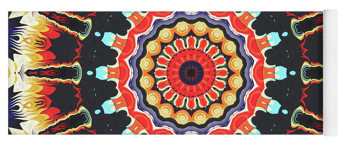 Motif Yoga Mat featuring the digital art Concentric Balance of Colors by Phil Perkins