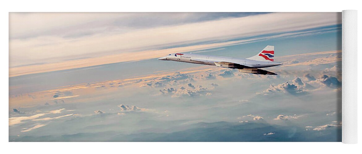 British Airways Yoga Mat featuring the digital art Concorde Horizons by Airpower Art