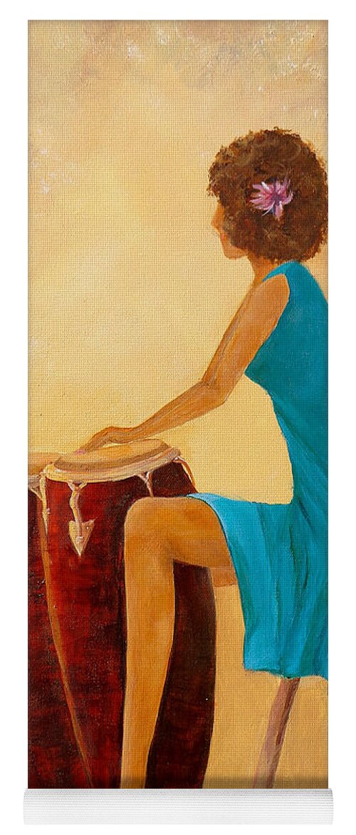 Drumming Yoga Mat featuring the painting Conga Gal by Deborah Naves
