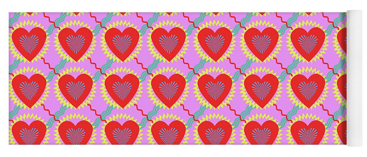 Hearts Yoga Mat featuring the digital art Connected hearts pattern by Silvia Ganora