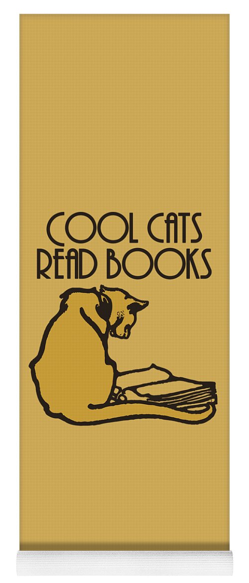 Cool Yoga Mat featuring the digital art Cool cats read books by Heidi De Leeuw