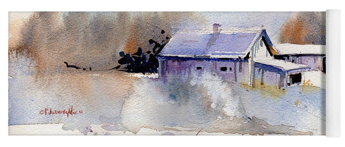 New England Scenes Yoga Mat featuring the painting Cool Country Barn by P Anthony Visco