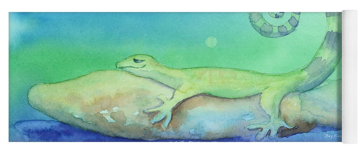 Lizard Yoga Mat featuring the painting Cool Night Warm Rock by Amy Kirkpatrick