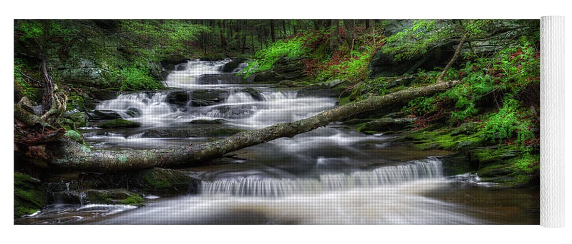 Green Yoga Mat featuring the photograph Cool Spring Stream by Bill Wakeley