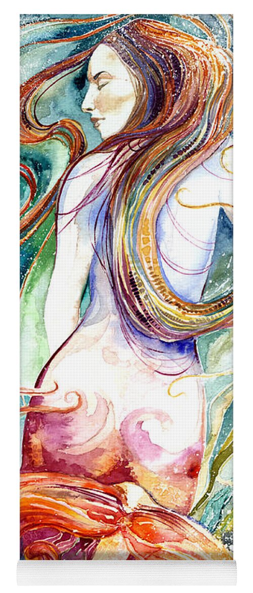 Mermaid Yoga Mat featuring the painting Coral Mermaid by Ragen Mendenhall