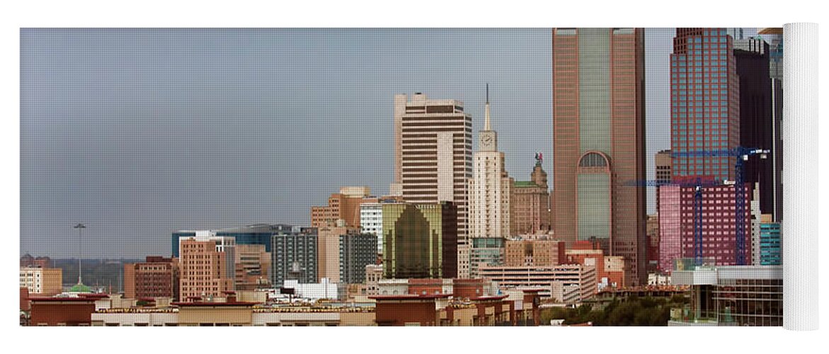 Cityscape Yoga Mat featuring the photograph Corner of Downtown Dallas by Joan Bertucci