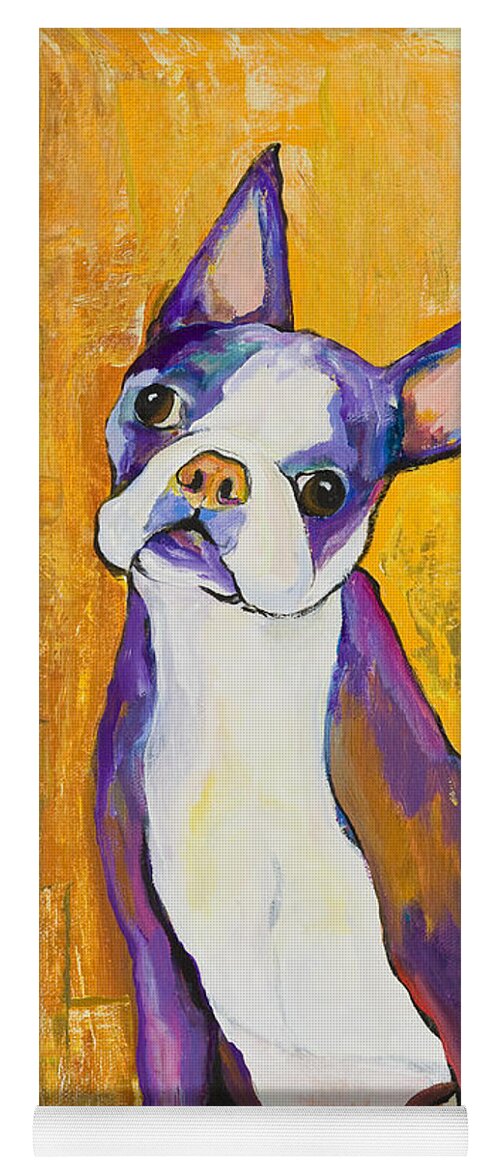 Boston Terrier Animals Acrylic Dog Portraits Pet Portraits Animal Portraits Pat Saunders-white Yoga Mat featuring the painting Cosmo by Pat Saunders-White