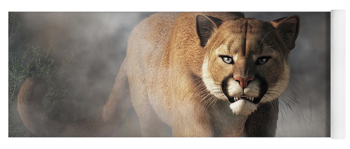 Florida Panther Yoga Mat featuring the digital art Cougar Is Gonna Get You by Daniel Eskridge