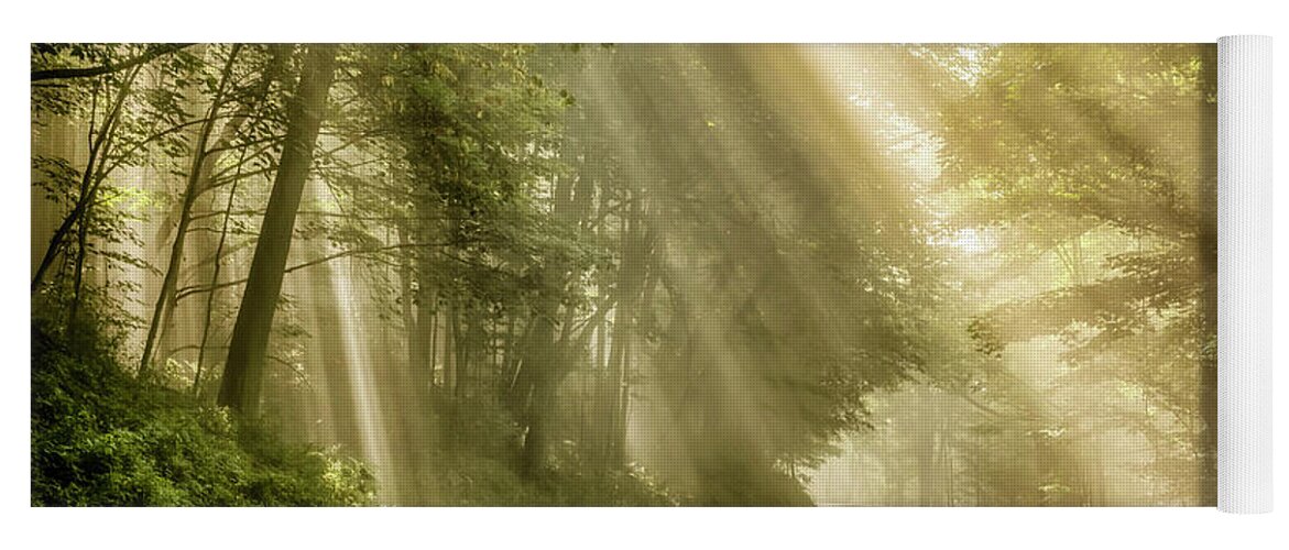 Sun Rays Yoga Mat featuring the photograph Country Road Rays of Light by Thomas R Fletcher