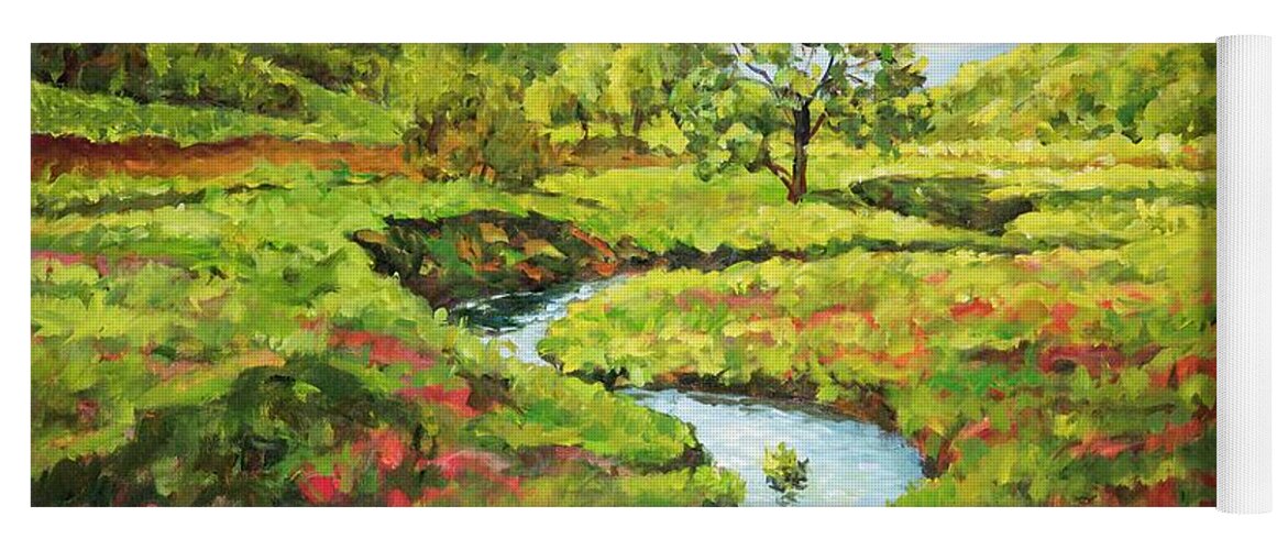 Landscape Yoga Mat featuring the painting Countryside Landscape by Ingrid Dohm