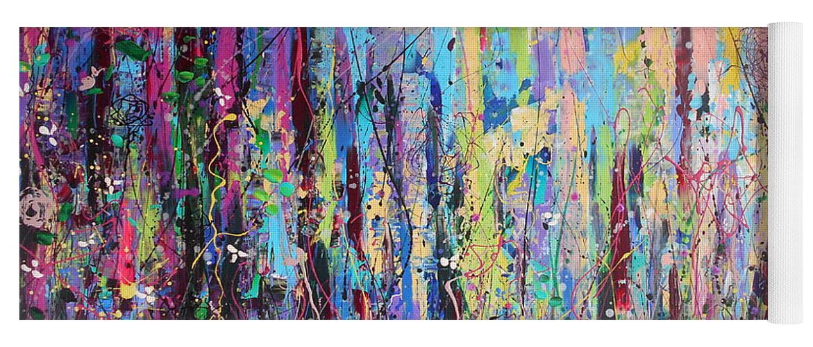 Abstract Yoga Mat featuring the painting Creeping Beauty - LARGE WORK by Angie Wright