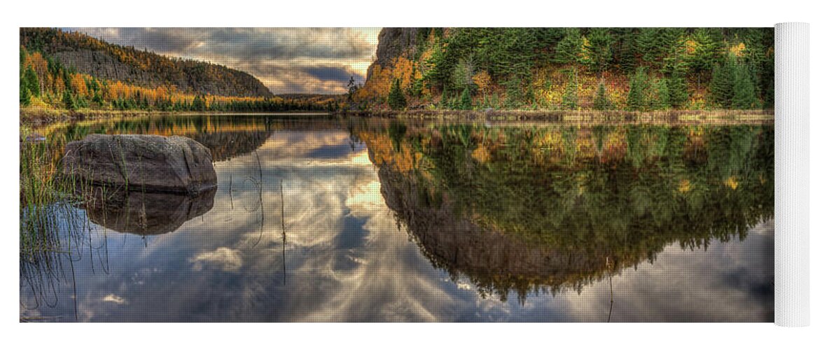 Aboriginal Yoga Mat featuring the photograph Crescent Lake Golden Hour HDR Wide Pano by Jakub Sisak