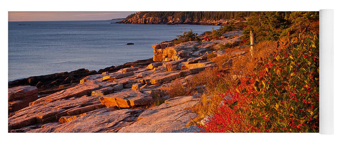 Acadia National Park Yoga Mat featuring the photograph Crimson Cliffs by Susan Cole Kelly