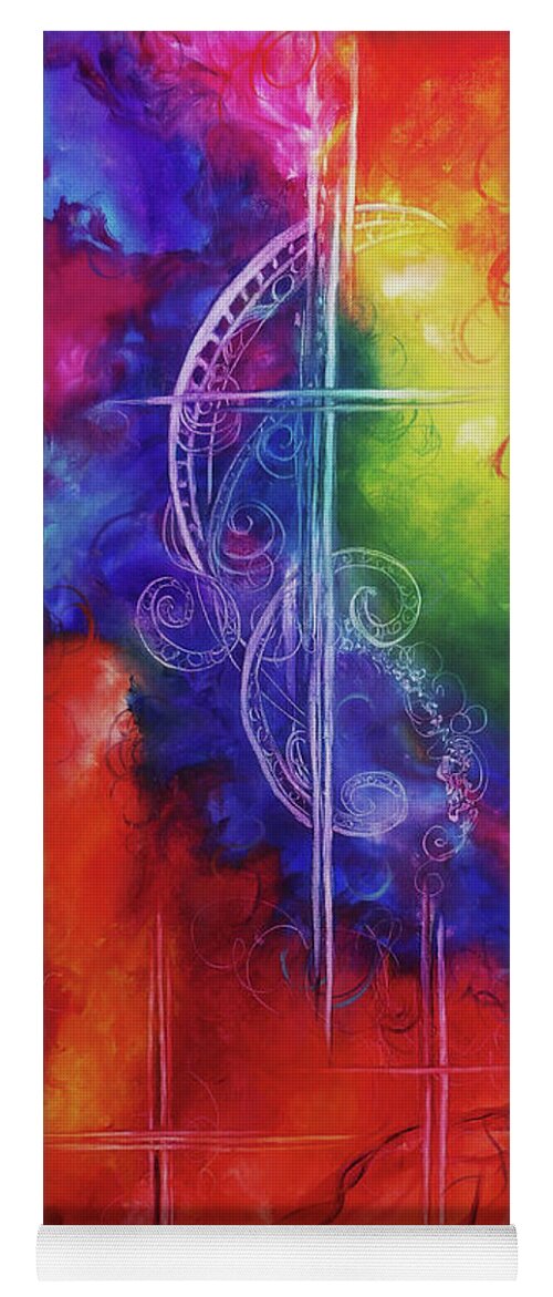 Cross Art Yoga Mat featuring the painting Cross of Promise by Karen Kennedy Chatham