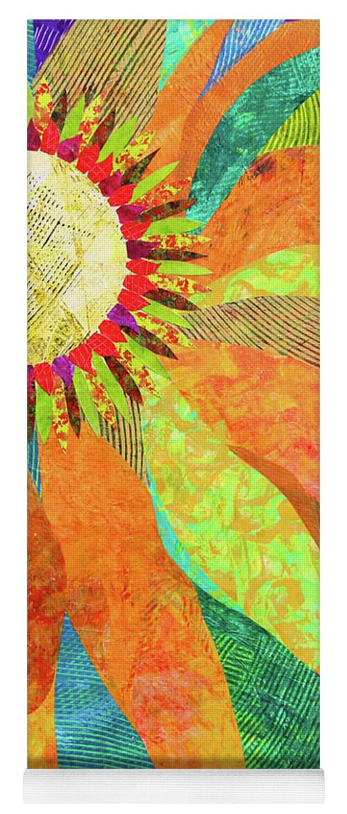 Collage Yoga Mat featuring the painting Crown of Petals by Polly Castor