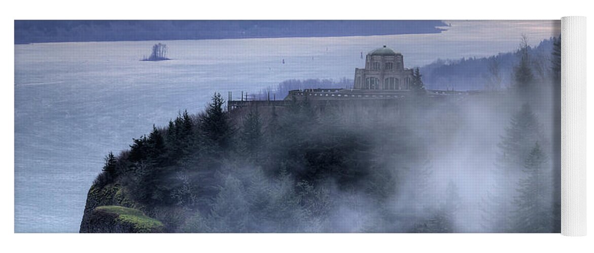 Crown Point Yoga Mat featuring the photograph Crown Point Vista House Fog Columbia River Gorge Oregon by Dustin K Ryan