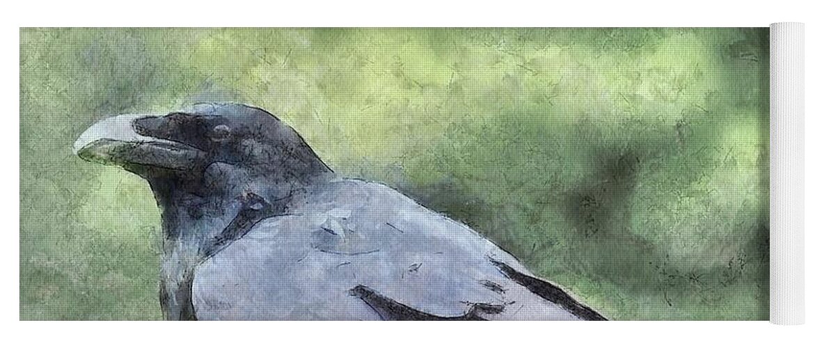 Crow Yoga Mat featuring the painting Crows Everywhere Are Equally Black by Taiche Acrylic Art