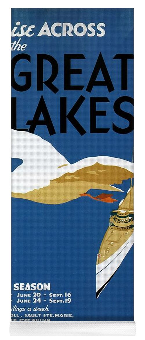 Travel Poster Yoga Mat featuring the mixed media Cruise Across The Great Lakes - Canadian Pacific - Retro travel Poster - Vintage Poster by Studio Grafiikka