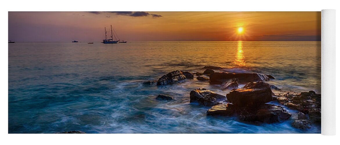 Ocean Yoga Mat featuring the photograph Cruise at Sunset by Amanda Jones
