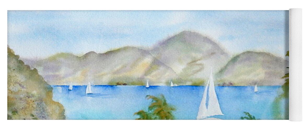 Caribbean Yoga Mat featuring the painting Cruising in the Caribbean by Diane Kirk