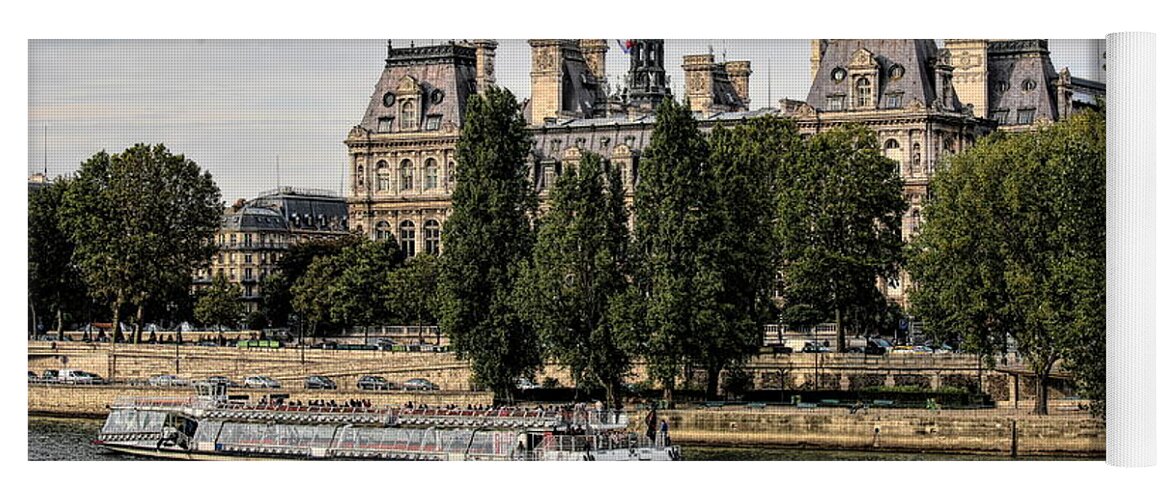 Paris Yoga Mat featuring the photograph Cruising Seine River Tourist Paris by Chuck Kuhn