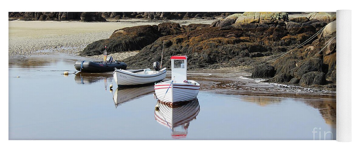 Small Boats Reflection Yoga Mat featuring the photograph Cruit Island Beach Donegal Ireland by Eddie Barron