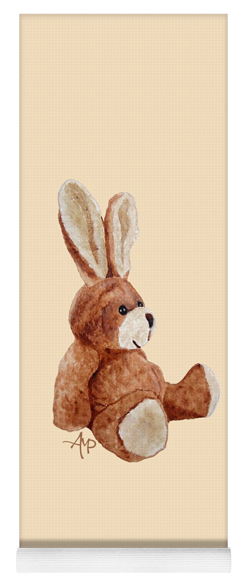 Cuddly Rabbit Yoga Mat featuring the painting Cuddly Rabbit by Angeles M Pomata