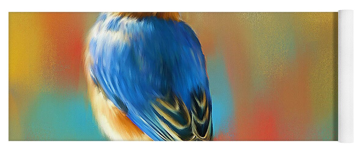 Bluebird Yoga Mat featuring the painting Curious Bluebird by Tina LeCour