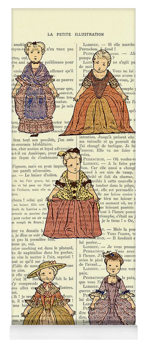 Victorian Yoga Mat featuring the digital art Cute little girls dressed in victorian clothes by Madame Memento