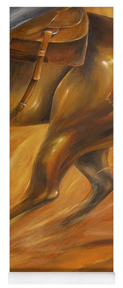 Horse Rodeo Sport Cutting Reining Western Cowboy Yoga Mat featuring the painting Cutting Horse Closeup 2 by Dina Dargo