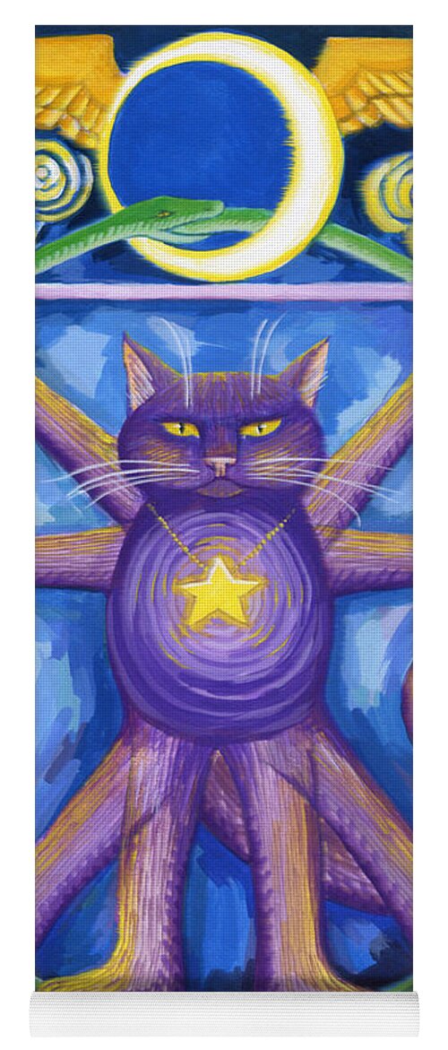 Deecken Yoga Mat featuring the painting Da Vinci Cat by John Deecken