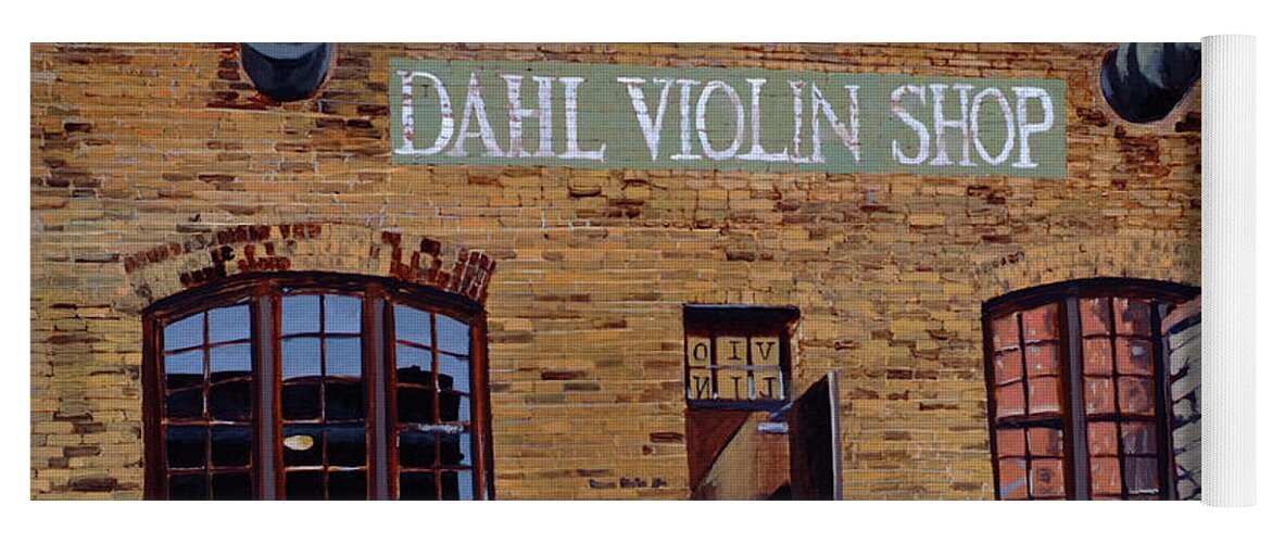 Painting Yoga Mat featuring the painting Dahl Violin Shop by Craig Morris
