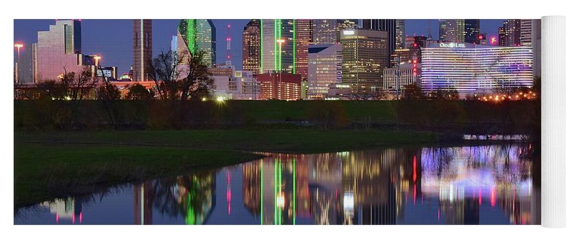 Dallas Yoga Mat featuring the photograph Dallas Blue Hour Reflection by Frozen in Time Fine Art Photography